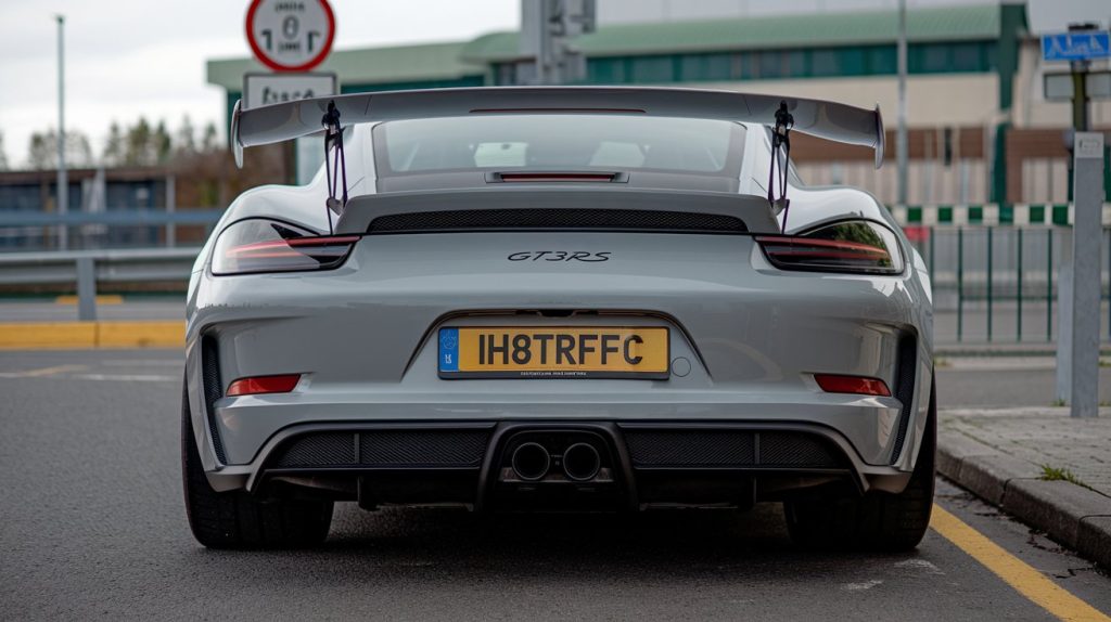 GT3RS with a license plate that says IH8TRFFC-min
