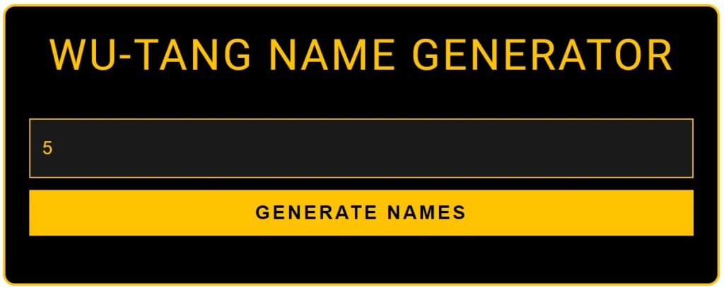 Wu Tang Name generator by NameWhips